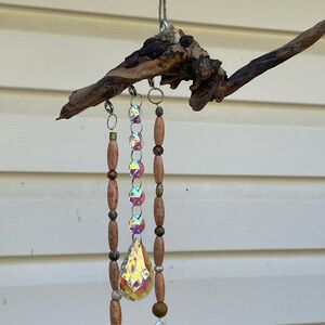 Driftwood Bead and Crystal Suncatcher